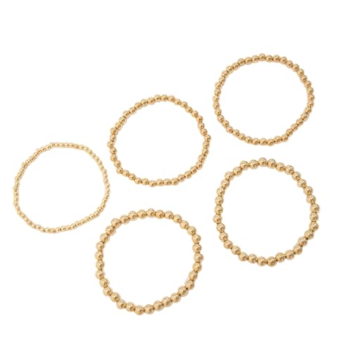 FGDTREE Packung Von 5 Einstellbaren Metallarmband Set Stapelhandgelenkschmuck Vielseitige Handchain Für Lässige Und Formelle Event Schimmernde Metall Perlen Arm Süßigkeiten von FGDTREE