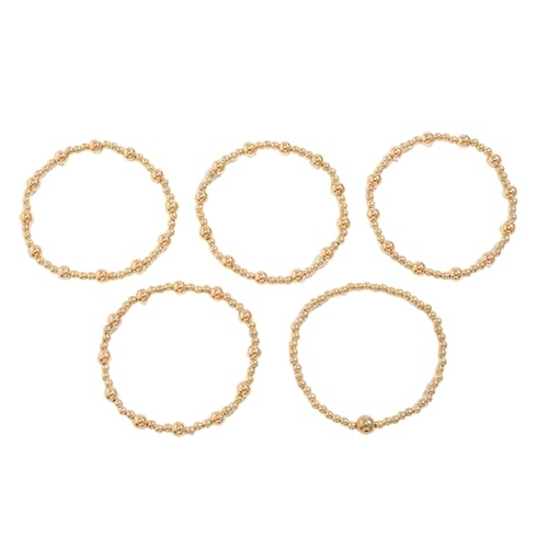 FGDTREE Packung Von 5 Einstellbaren Metallarmband Set Stapelhandgelenkschmuck Vielseitige Handchain Für Lässige Und Formelle Event Schimmernde Metall Perlen Arm Süßigkeiten von FGDTREE