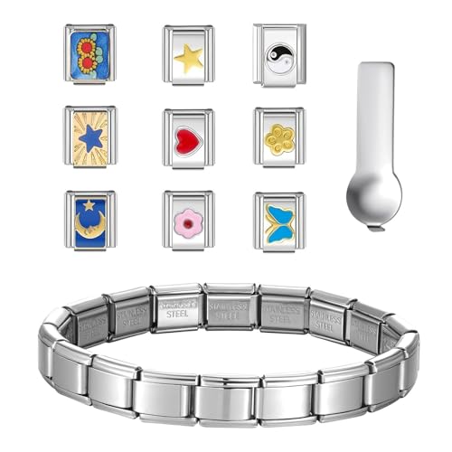 FGDTREE Schmuckbefunde Perlen Armband Schmuck Making Teil Charm Link Edelstahl Italienisch Italienisch Charme Armband Elegantes Modulares Handgelenk Zubehör FGDTREE Schmuckbefunde Perlen Armband Schmuck Making Teil Charm Link Edelstahl Italienisch Italienisch Charme Armband Elegantes Modulares Handgelenk Zubehör von FGDTREE
