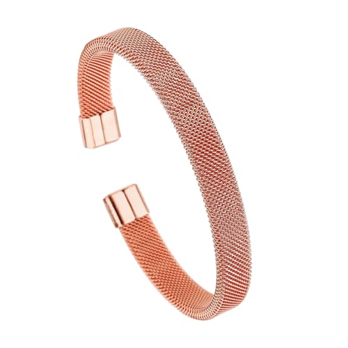 FGDTREE Zeitgenössischer Offenes Ende Edelstahlarmarm Mit Mesh Muster Unisex Daily C Formbänder Accessoire Modern von FGDTREE