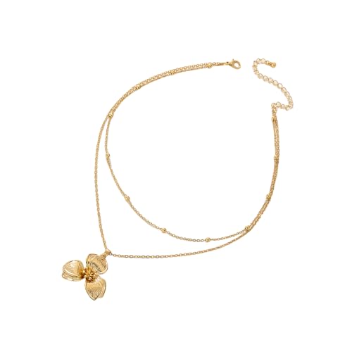 Feminin Gekräuselte Blumencharme Halskette Anpassbare Passform Schlüsselbeinkette Stylische Legierungshalle Heckkette Für Tägliche Tragen Leichte Modekette Für Frauen von FGDTREE