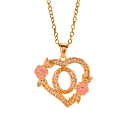 Hollow Out Heart Flower Letter Halskette Anpassbarer Messingschmuck Elegantes Leichtes Design Für Frauen Stilvolle Erstkette Für Sie von FGDTREE