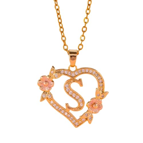 Hollow Out Heart Flower Letter Halskette Anpassbarer Messingschmuck Elegantes Leichtes Design Für Frauen Stilvolle Erstkette Für Sie von FGDTREE