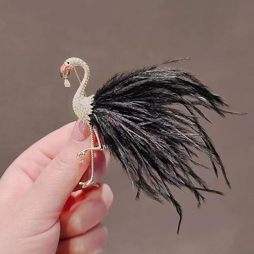 Künstlerische Flamingo Gefiederte Geformte Legierungsbrosche Mit Funkelnden Strassstichen Eleganter Mantelanzug Pullover Vielseitiges Outfit Accessoire von FGDTREE