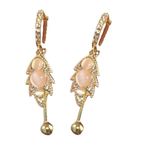 Naturalblatt Inspiriertes Ohrmanschette Mit Echten Katzen Eye Edelstein Trendy Minimalistische Statement Schmuck Für Tägliche Verschleiß Leichter Legierungsblattohrringe von FGDTREE