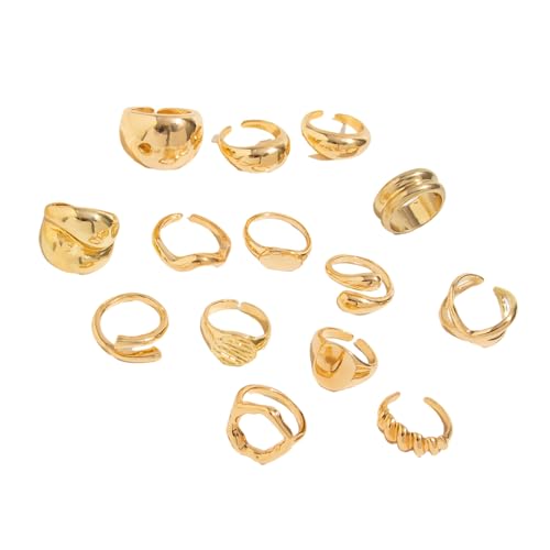 Packung Von 12 Perlen Verschönerte Offene Arbeiten Unregelmäßige Ringe Set Legierung Mode Schmuck Leichter Hohlschmuck Für Frauen Vielseitige Stapelbare Partyringe von FGDTREE