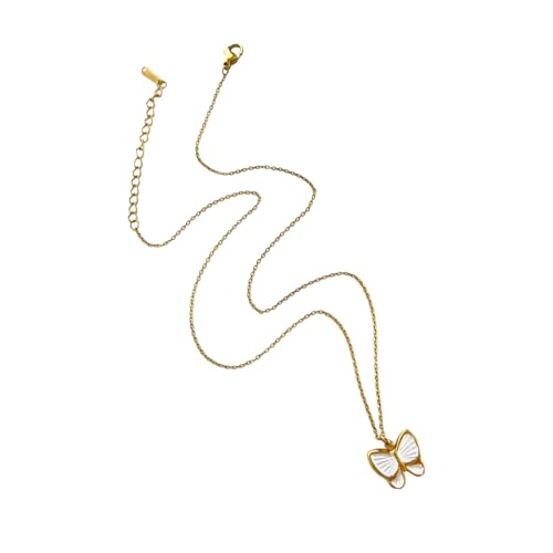Stapelbares Schmetterling Blumenheiztkette Halskette Leichte Edelstahl Schlüsselbeinketten Juwely Geschenk Für Ihre Stapelbare Blumenhalle Für Frauen von FGDTREE