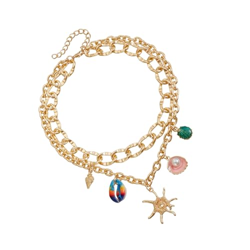 Verstellbare Strandperlen Muschel Halskette Schmuck Für Frauen Mädchen Urlaubsfeier Tägliches Outfit Strand Perlen Schale Sternenfisch Halskette von FGDTREE