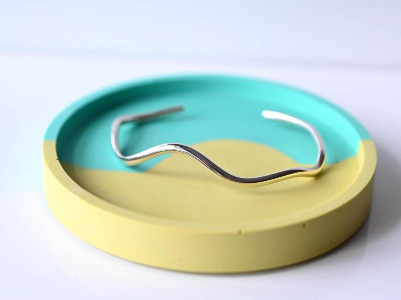 Handgemachter Armreif Aus Massivem Silber | Offener 935 "Curve" von FGElements