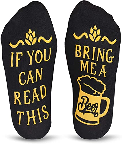 Bring Mir Lustige Socken Herren und Damen Socken Kuschel Baumwollsocken Weihnachtsgeschenke für Männer und Frauen mit Rutschfeste Wort IF YOU CAN READ THIS, BRING ME Socken (Schwarz) von FGFD&OU