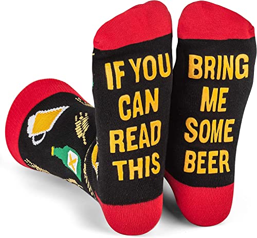 Bring Mir Lustige Socken Herren und Damen Socken Kuschel Baumwollsocken Weihnachtsgeschenke für Männer und Frauen mit Rutschfeste Wort IF YOU CAN READ THIS, BRING ME Socken (Schwarz & rot) von FGFD&OU