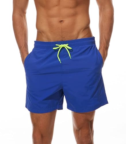 FGFD&OU Herren Badehose Schnelltrocknend Badeshorts Summer Swim Shorts lässige Badeshorts für Männer Sporthose kurz mit Mesh-Futter und Verstellbarem Tunnelzug (Tiefes blau, XL) von FGFD&OU