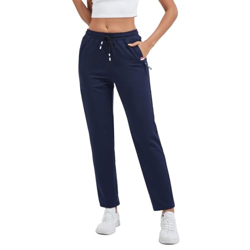 FGFD&OU Jogginghose Damen Sporthose Baumwolle Sweathose Frauen Trainingshosen Slim Fit Jogger Sweatpants Lang Freizeithose Laufhosen für Mädchen (Dunkelblau, M) von FGFD&OU