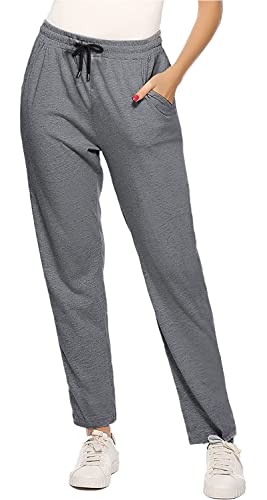 FGFD&OU Jogginghose Damen Sporthose Baumwolle für Frauen Sweathose Jogging Hose Mädchen Trainingshosen Slim Fit Jogger Sweatpants Lang Freizeithose Laufhosen für Damen (Tiefgrau, 3XL) von FGFD&OU