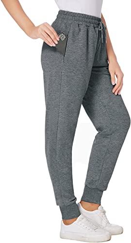Jogginghose Damen Sporthose Damen Baumwolle Sweathose für Frauen Jogging Hose Lang Mädchen Trainingshosen Slim Fit Jogger Sweatpants Freizeithose Sportwear für Damen (Tiefgrau, XXL) von FGFD&OU