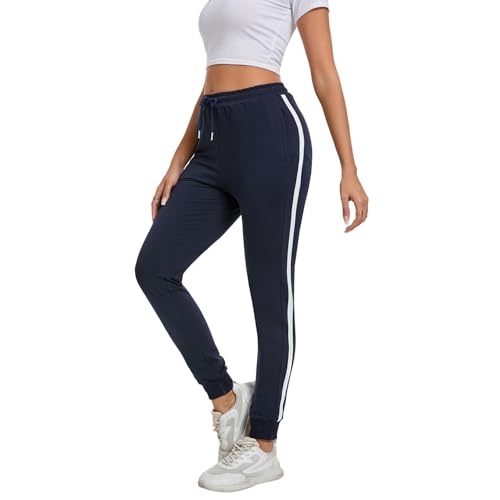 FGFD&OU Jogginghose Damen Sporthose Frauen Baumwolle Sweatpants Slim Fit Freizeithose Lang Trainingshose Fitness Jogger Laufhosen Modern (Blau, XXL) von FGFD&OU