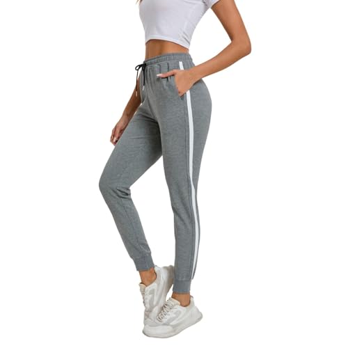 FGFD&OU Jogginghose Damen Sporthose Frauen Baumwolle Sweatpants Slim Fit Freizeithose Lang Trainingshose Fitness Jogger Laufhosen Modern (Dunkelgrau, M) von FGFD&OU