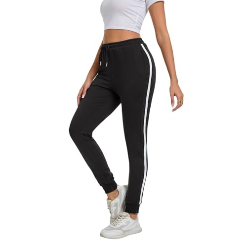 FGFD&OU Jogginghose Damen Sporthose Frauen Baumwolle Sweatpants Slim Fit Freizeithose Lang Trainingshose Fitness Jogger Laufhosen Modern (Schwarz, XXL) von FGFD&OU