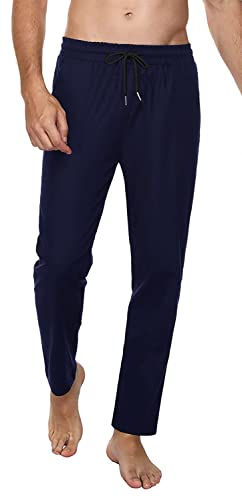 Jogginghose Herren Baumwolle Lange Hosen für Männer Trainingshosen Sporthose Sweathose Jogginghose Jogger Sweatpants Freizeithose Fitnessstudio Laufhosen Sommer und Winter (Blau, L) von FGFD&OU
