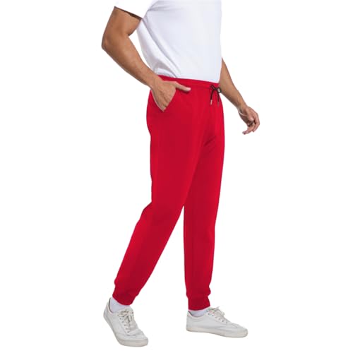 FGFD&OU Jogginghose Herren Baumwolle Sweathose Lange Sporthose Sweatpants Freizeithose Trainingshose Fitness Jogger Laufhosen Modern (Rot, L) von FGFD&OU