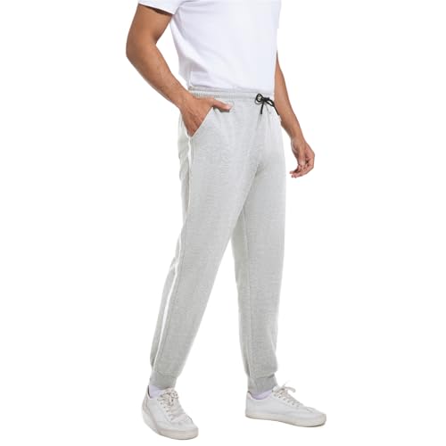 FGFD&OU Jogginghose Herren Baumwolle Sweathose Lange Trainingshose Sporthose Sweatpants Freizeithose Fitness Jogger Laufhosen für Mann (Hellgrau, XL) von FGFD&OU