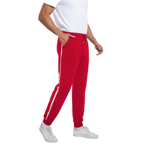 FGFD&OU Jogginghose Herren Baumwolle Sweathose Lange Trainingshose Sporthose Sweatpants Freizeithose Fitness Jogger Laufhosen für Mann (Rot, XL) von FGFD&OU