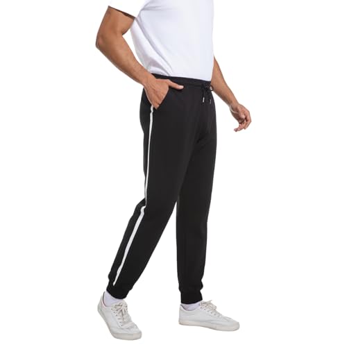 FGFD&OU Jogginghose Herren Baumwolle Sweathose Lange Trainingshose Sporthose Sweatpants Freizeithose Fitness Jogger Laufhosen für Mann (Schwarz, XXL) von FGFD&OU