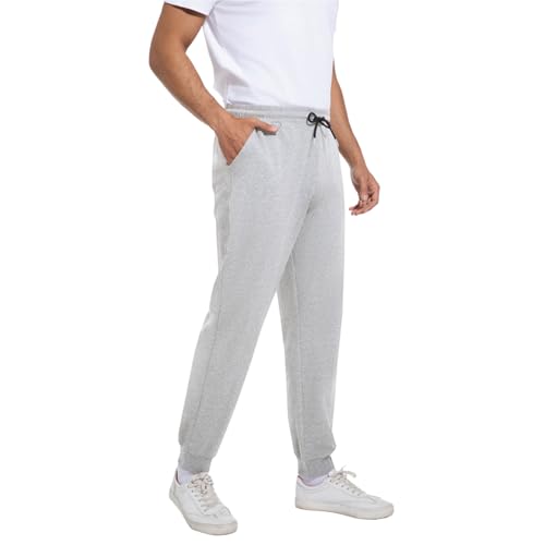 FGFD&OU Jogginghose Herren Baumwolle Sweathose Lange Sporthose Sweatpants Freizeithose Trainingshose Fitness Jogger Laufhosen Modern (Hellgrau, XL) von FGFD&OU