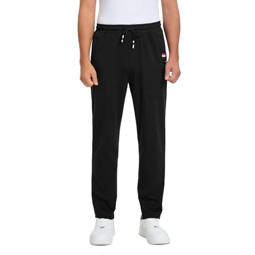 FGFD&OU Jogginghose Herren Sporthose Lang Baumwolle Freizeithose Trainingshose Männer Fitness Joggers Sport Hosen Sweatpants Laufhose Yogahose Sweathose (Schwarz, L) von FGFD&OU