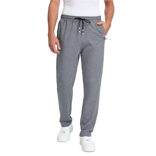 FGFD&OU Jogginghose Herren Sporthose Lang Baumwolle Freizeithose Trainingshose Männer Fitness Joggers Sport Hosen Sweatpants Laufhose Yogahose Sweathose (Tiefgrau, XXL) von FGFD&OU