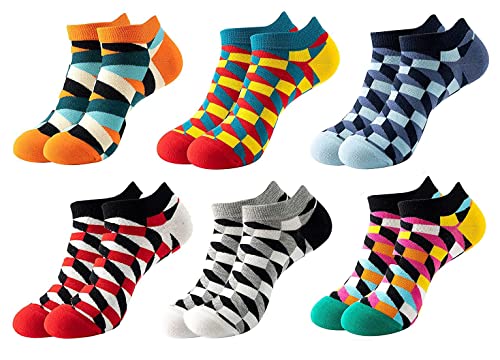 Lustig Socken Herren und Damen Bunte Baumwolle Sneaker Socken Witzige Verrückte Gemusterte Crew Kurz Socken für Frauen Füßlinge Kuschelsocken Motivsocken Knöchel Socken Unisex (Coloured5-6Paare) von FGFD&OU