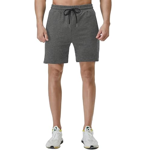 FGFD&OU Shorts Herren Baumwolle Kurz Hosen Jogginghose Kurze Sporthose Sommerhose Sweathose Atmungsaktive Laufshorts Trainingshose zum Fitness Running Gym Basketball Yoga für Sommer (Z-Tiefgrau, M) von FGFD&OU