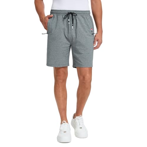 FGFD&OU Shorts Herren Baumwolle Kurz Jogginghose Sporthose Sommerhose Sweathose Atmungsaktive Laufshorts Trainingshose zum Fitness Gym Running Basketball für Sommer (Dunkelgrau, XXL) von FGFD&OU