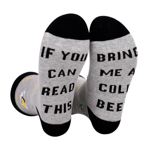 FGFD&OU Socken für Herren und Damen Socken Lustiges Geschenk Neuheit Baumwolle Socken Unisex mit Text If you can read this, bring me BACOG, POPCORN, TACOS, SUSHI, PIZZA, DONUTS (Beer-2) von FGFD&OU