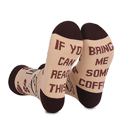 FGFD&OU Socken für Herren und Damen Socken Lustiges Geschenk Neuheit Baumwolle Socken Unisex mit Text If you can read this, bring me BACOG, POPCORN, TACOS, SUSHI, PIZZA, DONUTS (Coffee-1) von FGFD&OU