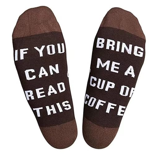 FGFD&OU Socken für Herren und Damen Socken Lustiges Geschenk Neuheit Baumwolle Socken Unisex mit Text If you can read this, bring me BACOG, POPCORN, TACOS, SUSHI, PIZZA, DONUTS (Coffee-2) von FGFD&OU