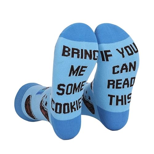 FGFD&OU Socken für Herren und Damen Socken Lustiges Geschenk Neuheit Baumwolle Socken Unisex mit Text If you can read this, bring me BACOG, POPCORN, TACOS, SUSHI, PIZZA, DONUTS (Cookie) von FGFD&OU