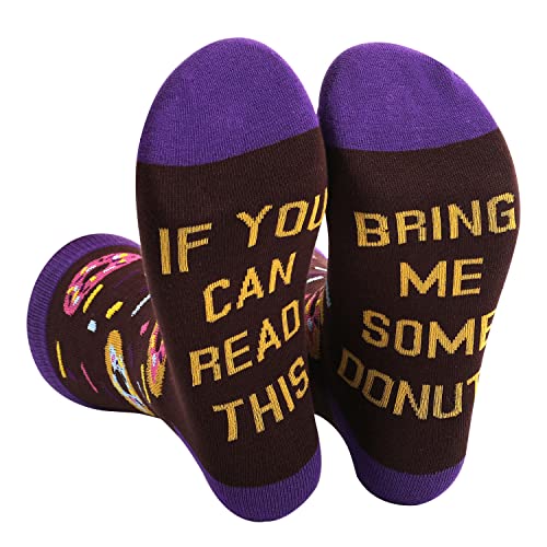 FGFD&OU Socken für Herren und Damen Socken Lustiges Geschenk Neuheit Baumwolle Socken Unisex mit Text If you can read this, bring me BACOG, POPCORN, TACOS, SUSHI, PIZZA, DONUTS (Donuts) von FGFD&OU