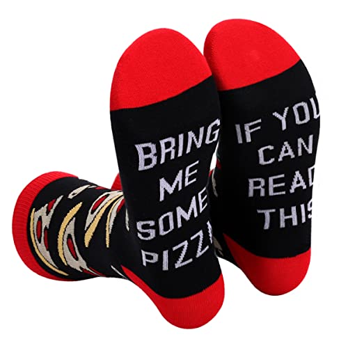 FGFD&OU Socken für Herren und Damen Socken Lustiges Geschenk Neuheit Baumwolle Socken Unisex mit Text If you can read this, bring me BACOG, POPCORN, TACOS, SUSHI, PIZZA, DONUTS (Pizza) von FGFD&OU