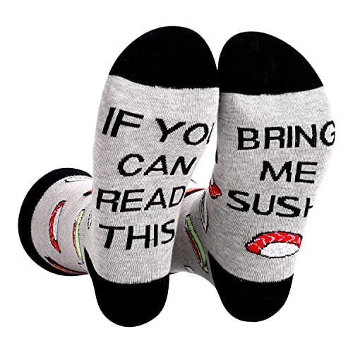 FGFD&OU Socken für Herren und Damen - Lustiges Geschenk Neuheit Baumwolle Unisex Mit Text 'If You Can Read This, Bring Me BACOG, POPCORN, TACOS, SUSHI, PIZZA, DONUTS' (Sushi) von FGFD&OU