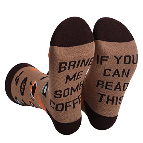 FGFD&OU Socken für Herren und Damen Socken Lustiges Geschenk Neuheit Baumwolle Socken Unisex mit Text If you can read this, bring me BACOG, POPCORN, TACOS, SUSHI, PIZZA, DONUTS (Coffee-3) von FGFD&OU