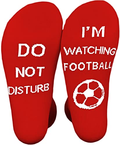 FGFD&OU Socken für Herren und Damen Socken Lustiges Geschenk Neuheit Baumwolle Unisex Sportsocken mit Do not disturb, I am watching FOOTBALL BASEBALL GOLF GAMING Socken (Rot) von FGFD&OU