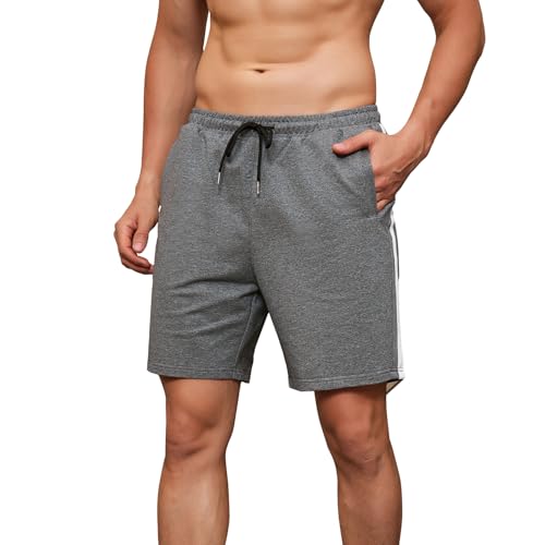 FGFD&OU Shorts Herren Sportshorts Baumwolle Sommer Sporthose Kurz Jogginghose Trainingshose Tennishose Fitnesshose Sweathose Freizeithose Bermuda Laufshorts Männer (Dunkelgrau, XXL) von FGFD&OU