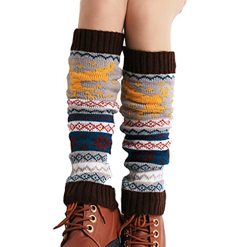 FGFD&OU Stülpen Damen Beinstulpen Gestrickt Verdicken Legwarmers Winter Strickstulpen Warme Knöchelwärmer kinderstulpen Beinwärmer für Frauen und Mädchen Böhmen (Kaffee) von FGFD&OU