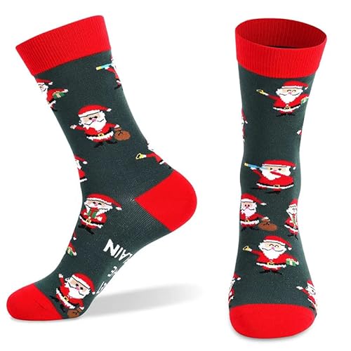 FGFD&OU Weihnachtssocken Herren und Damen Lustige Bunte Socken Kuschelsocken Baumwollsocken Christmas Socks weihnachtsgeschenke für Männer und Frauen (Grau) von FGFD&OU