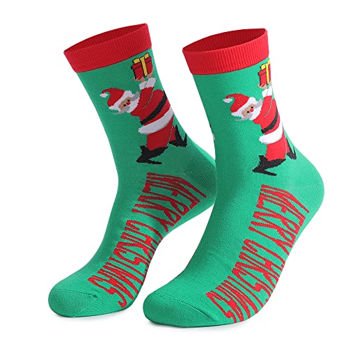 FGFD&OU Weihnachtssocken Herren und Damen Lustige Bunte Socken Kuschelsocken Baumwollsocken Christmas Socks weihnachtsgeschenke für Männer und Frauen (Grün) von FGFD&OU