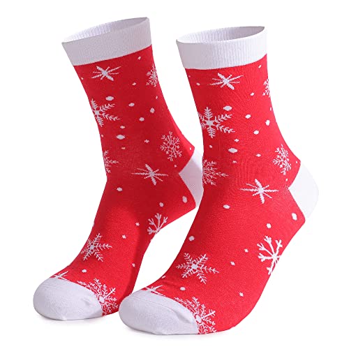 FGFD&OU Weihnachtssocken Herren und Damen Lustige Bunte Socken Kuschelsocken Baumwollsocken Christmas Socks weihnachtsgeschenke für Männer und Frauen (Rot-2) von FGFD&OU