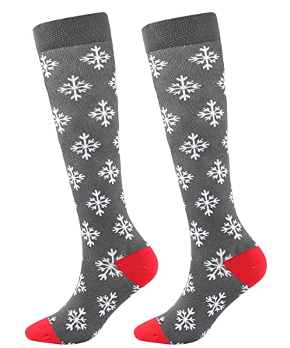 FGFD&OU Weihnachtssocken Kompressionsstrümpfe für Damen und Herren Lustige Socken für Weihnachten Kompressionssocken Bunte Stützstrümpfe Socken für Laufen Sport, Weihnachtsgeschenke (Stil4, L/XL) von FGFD&OU