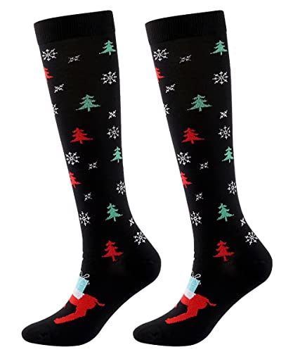 FGFD&OU Weihnachtssocken Kompressionsstrümpfe für Damen und Herren Lustige Socken für Weihnachten Kompressionssocken Bunte Stützstrümpfe Socken für Laufen Sport, Weihnachtsgeschenke (Stil9, L/XL) von FGFD&OU