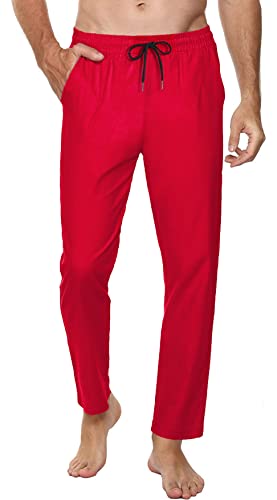 Jogginghose Herren Baumwolle Lange Hosen für Männer Trainingshosen Sporthose Sweathose Jogginghose Jogger Sweatpants Freizeithose Fitnessstudio Laufhosen Sommer und Winter (Rot, S) von FGFD&OU